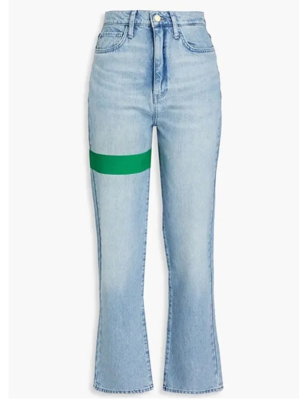 Free People Triarchy Blue Green Printed High-Rise Straight-Leg Jeans Size 28